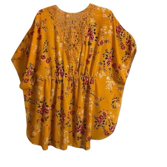 No Boundaries Juniors Golden Floral Kimono Top Size L - Picture 8 of 13